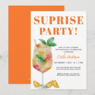 Invitation Orange Fun Drink Surprise 50e anniversaire
