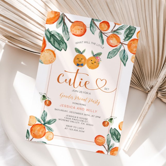 Invitation Orange Genre Reveal Qu'est-ce que la petite mignon (Créateur téléchargé)