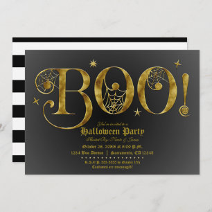 Invitation Orange Gold BOO Élégante soirée costumée Halloween