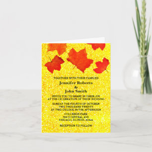 Invitation Orange Gold Jaune Parties scintillant automne Feui