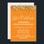 Invitation Orange Gold Parties scintillant 50e anniversaire C<br><div class="desc">50e anniversaire invitation de fête Cinquante, Fêtons le numérique N'importe quel âge, Téléchargement instantané Cinquante 51e 52e, Personnalisé Cinquantième 53e 54e 55e, Élégant Jalon modèle Golden Glam, Personnalisé 50 56e Confetti personnalisé, Calligraphie adulte Moderne Écriture stylish, Chic tendance simple pour elle, Bling 57ème 58ème 59ème célébration, 60ème Soixante 60 61ème...</div>