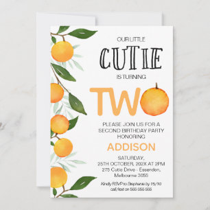 Invitation Orange Green Our Little Cutie 2e anniversaire