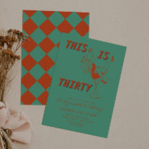 Orange & Green Retro Chic 30e fête d'anniversaire