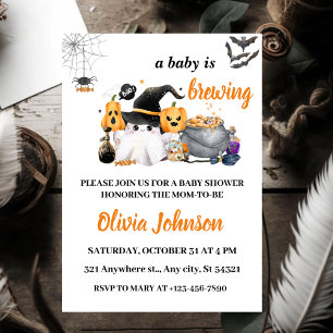 Invitation Orange Halloween Baby brasse le Baby shower