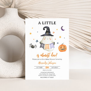 Invitation Orange Halloween Ghost Little Boo Baby shower