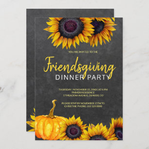 Invitation Orange Harvest Chalkboard Friendsgiving Feader