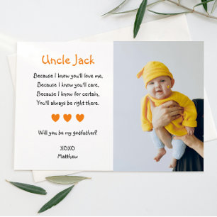 Invitation Orange Hearts Tu Seras Mon Parrain Avec Photo