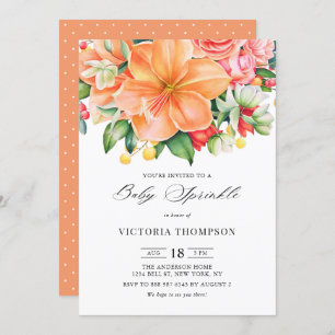 Invitation Orange Hibiscus Succulent Tropical Baby Sprinky