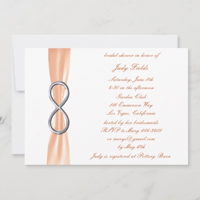 Invitation Orange Infinity Douche nuptiale (Devant)