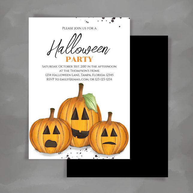 Invitation Orange Jack O'lanterns Citrouille Halloween Party (Halloween pumpkins Jack O'Lantern party invitations)