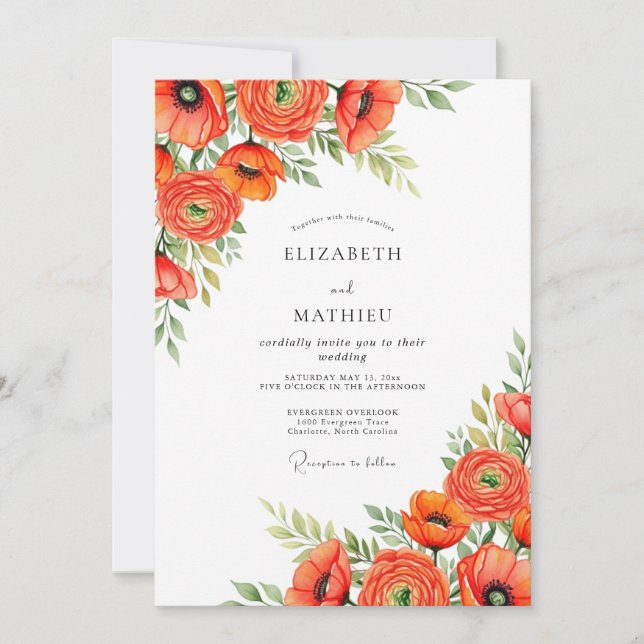Invitation Orange Joyous Meadow Wedding (Devant)
