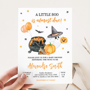 Invitation Orange Little Boo Ghost Baby shower