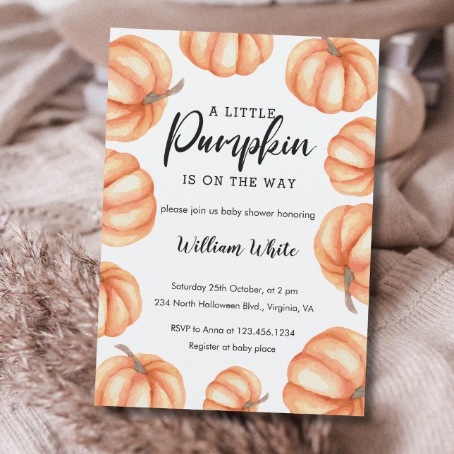 Invitation Orange Little Citrouille Halloween Baby shower d'a (Orange Little Pumpkin Halloween Fall Baby Shower Invitation)