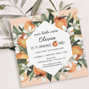 Invitation Orange Little Cutie 1er Anniversaire Fête Invitati