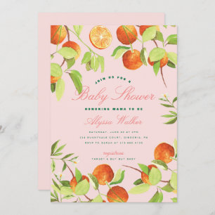 Invitation Orange Little Cutie Baby shower neutre de genre