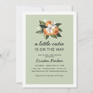 Invitation Orange Little Cutie Est Sur Le Chemin Baby shower