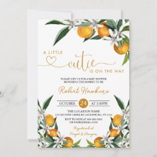 Invitation Orange Little Cutie est sur le chemin Baby shower