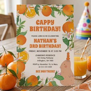 Invitation Orange Mandarine Capybara Enfants Amusant Joyeux A