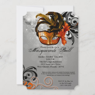 Invitation Orange Masquerade Ball Mask Costume Halloween Part