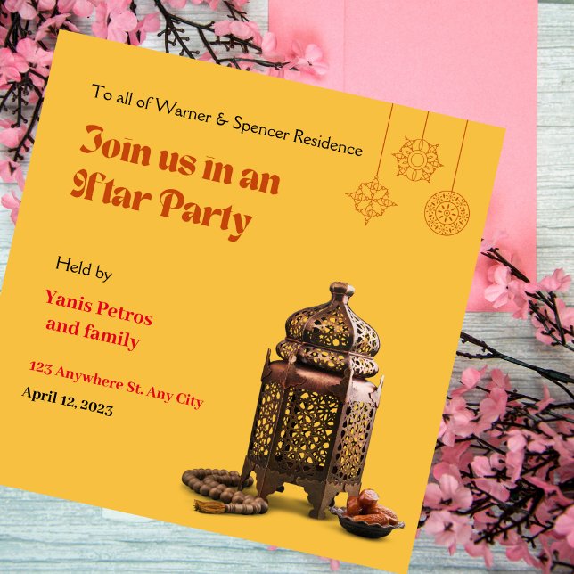 Invitation Orange Minimaliste Ramadan Iftar (Créateur téléchargé)