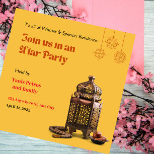 Invitation Orange Minimaliste Ramadan Iftar