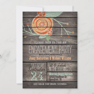 Invitation Orange & Mint Green; Russe Engagement Party