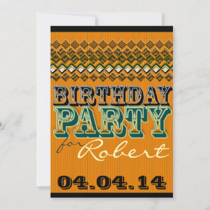 Invitation Orange Noir Moderne Rayures Anniversaire Fête