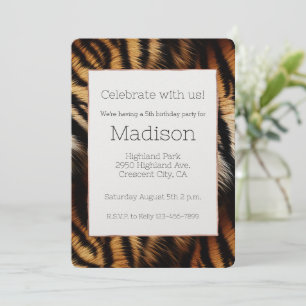 Invitation Orange noir Tigre rayures animal Anniversaire