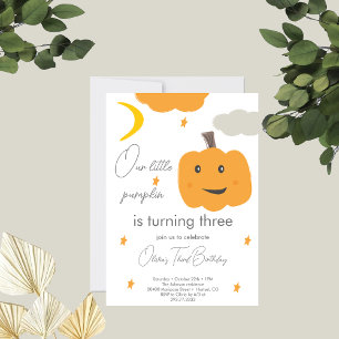 Invitation Orange Notre Petit Citrouille 3e Anniversaire Lune