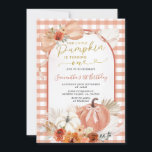 Invitation Orange Notre petit Citrouille fête son anniversair<br><div class="desc">Bow Orange Citrouille Première Invitation Anniversaire Notre petit citrouille fête un anniversaire,  Boho Orange Citrouille fête un anniversaire</div>