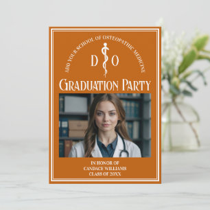Invitation Orange Ostéopathic Médicale School Graduation Part