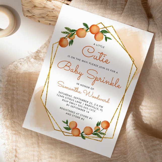 Invitation Orange Petite Douceur Citrus Bébé Pailleté (Créateur téléchargé)