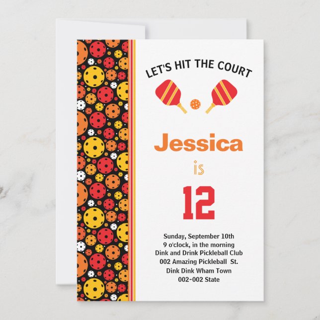 Invitation Orange Pickleball B jour + RSVP (Devant)