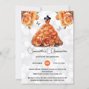 Invitation Orange princesse Quinceañera imaginaire lune rose