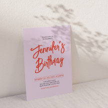 Orange Purple Chic Letter Script Anniversaire Fête