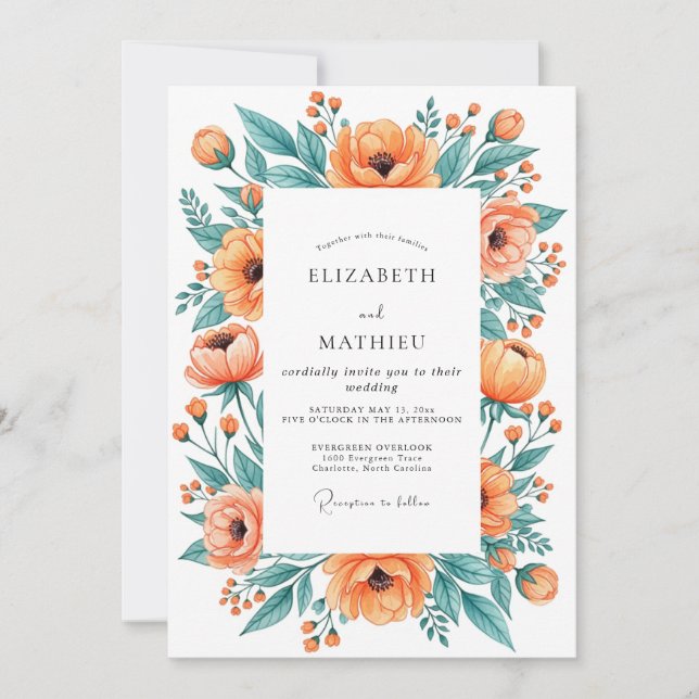 Invitation Orange Ravishing Spring Wedding (Devant)
