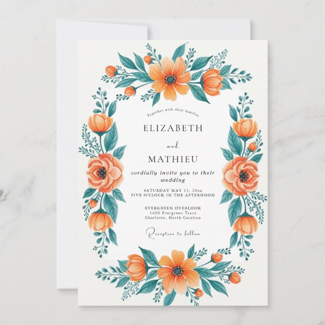 Invitation Orange Regal Spring Wedding (Devant)