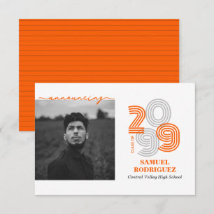 Invitation Orange Retro Big Numbers Classe de photo