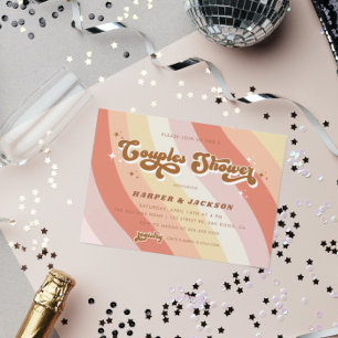 Invitation Orange Retro les années 70 Couples Douche