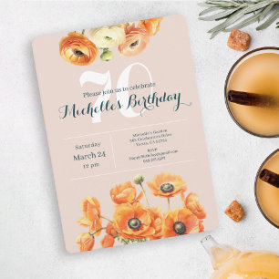 Invitation Orange Rose Garden Floral 70e anniversaire