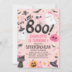 Invitation Orange rose Notre Petit Boo Halloween Anniversaire