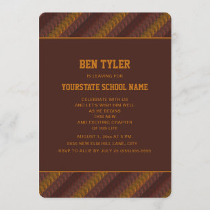 Invitation Orange rouille Brown garçon's Trunk College Party