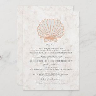 Invitation Orange Rustic Seashell Information du Mariage
