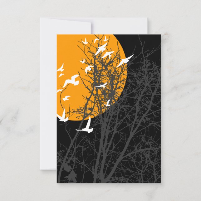 Invitation orange silhouscreen birds (Devant)