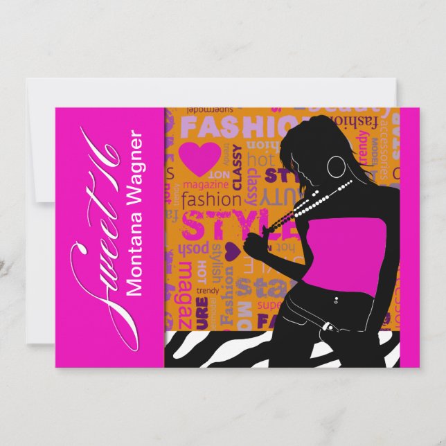 Invitation Orange snob des roses indien | de zèbre de Popp de (Devant)