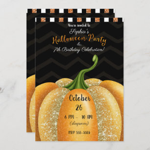 Invitation Orange Sparkle Citrouille Halloween