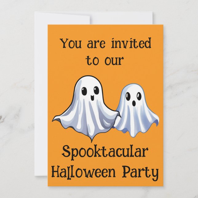Invitation Orange Spooktaculaire Halloween Ghost Party (Devant)