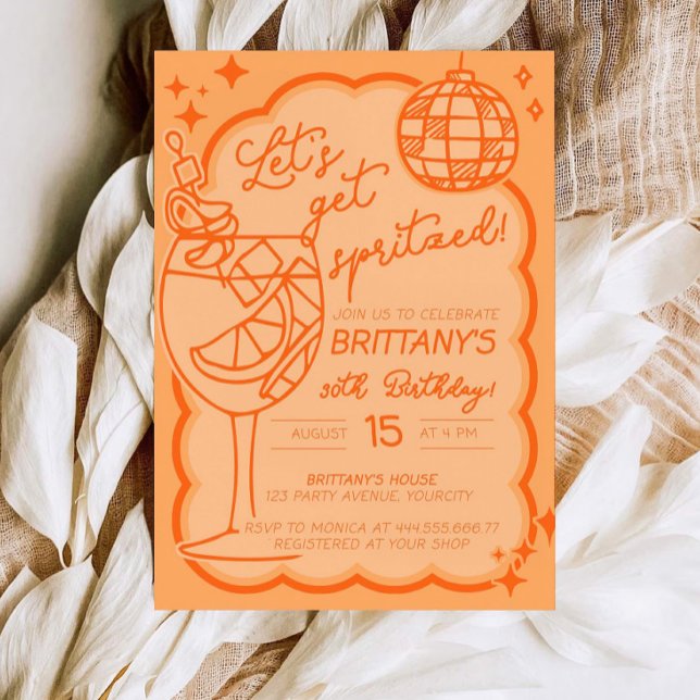 Invitation Orange Spritz 30e anniversaire Invitation, Obtenon (Créateur téléchargé)