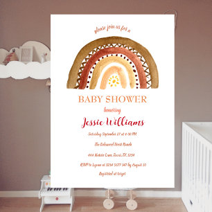 Invitation Orange Terracotta Boho Rainbow Baby shower Sun