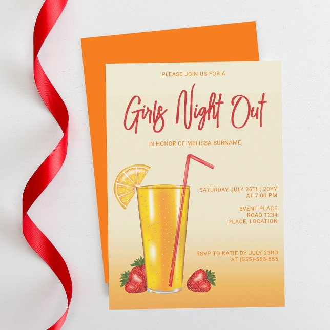 Invitation Orange Tropical Citrus Drink Girls Night Out (Créateur téléchargé)